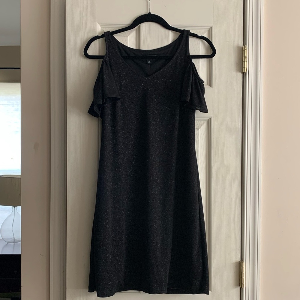 NWT Sparkly Black JBS Dress w Cold Shoulder Sleeve